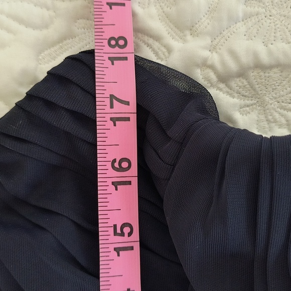 Adrianna Papell Navy Blue Sleeveless Embellished Mesh Ruched bodycon dress SZ 8 - Picture 9 of 15